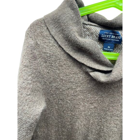 Lucky Brand Green Wool Blend Sweater - V Neck Cowl Neck - Picture 9 of 10